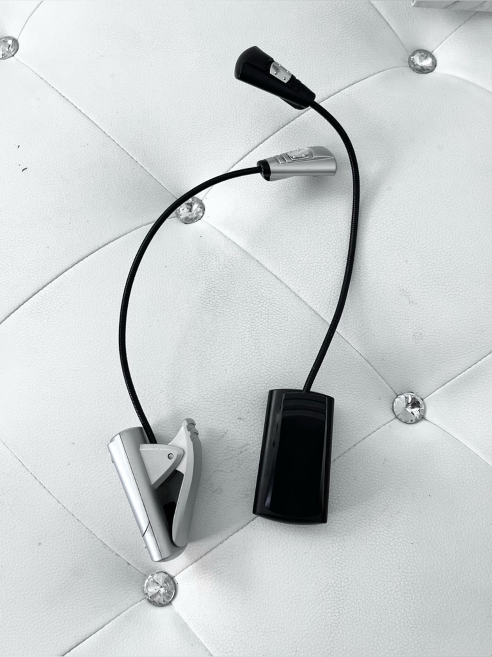 Flexible Clip-On Itty Bitty Reading Book Lights Set of 2 Pieces Black and Silver